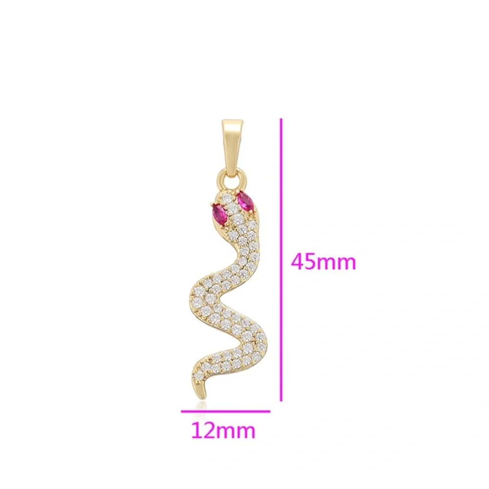 Snake Necklace | 14K Gold Plated | Pink & White CZ Stone